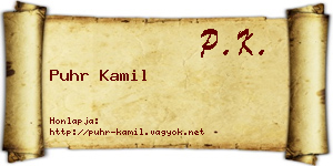 Puhr Kamil névjegykártya